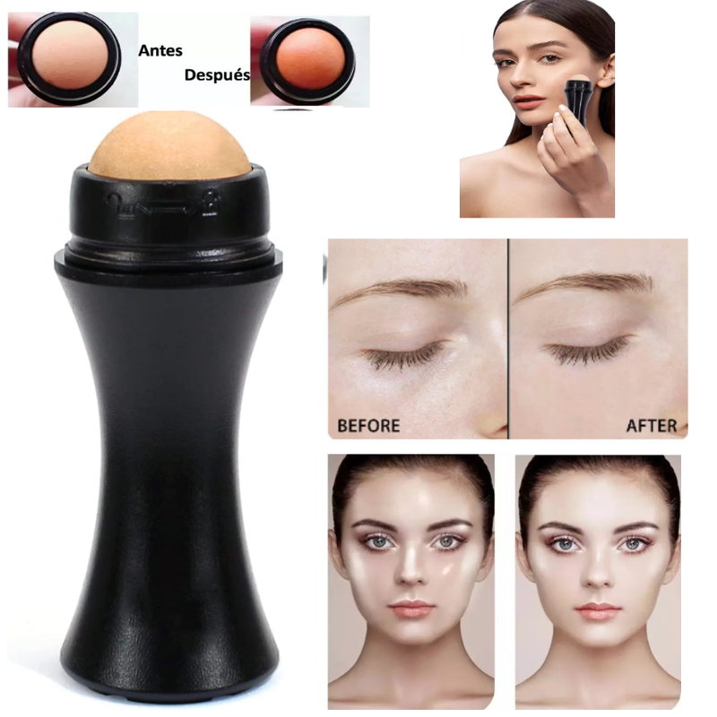 Rodillo Facial Absorbente de Grasa – Piedra Volcánica Natural Reutilizable