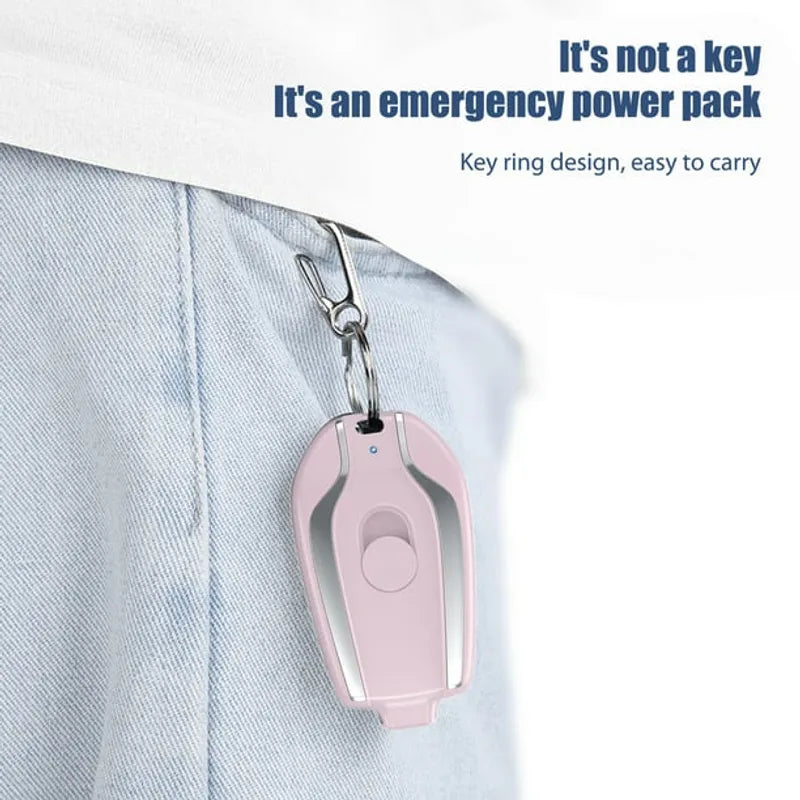 Cargador Portátil con Llavero para iPhone – Mini Batería de Emergencia Rosa